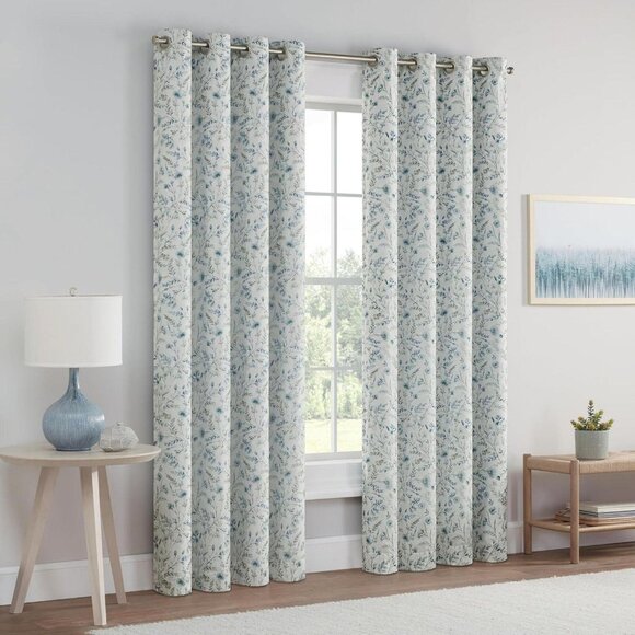 NEW Eclipse Botanical Blackout Lined Grommet 1 Piece Curtain Panel 84" x 50 - Picture 5 of 7